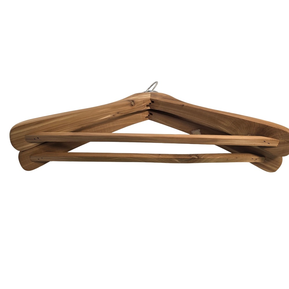 Set of 2 Wide Shoulder Wooden Suit Hangers Natural Wood Heavy Duty Coat Hangers - Picture 5 of 7